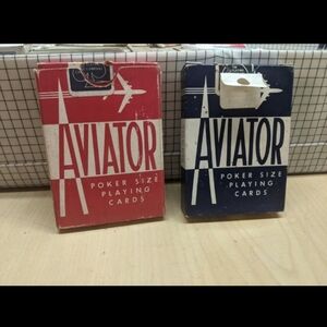 2 Aviator Poker Size Playing Cards - Blue / Red